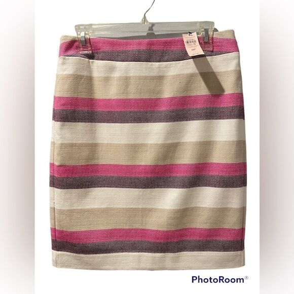 Ann Taylor Factory - Striped Pink Purple Colorblock Twill Mini Skirt-size 6P - Picture 1 of 8